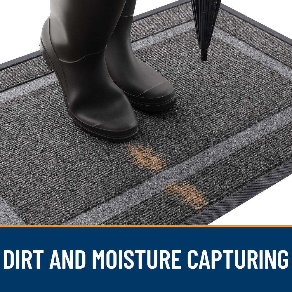 OLANLY Front Door Mat 59x20 dark grey side view