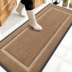 OLANLY Front Door Mat 59x20 light brown front view