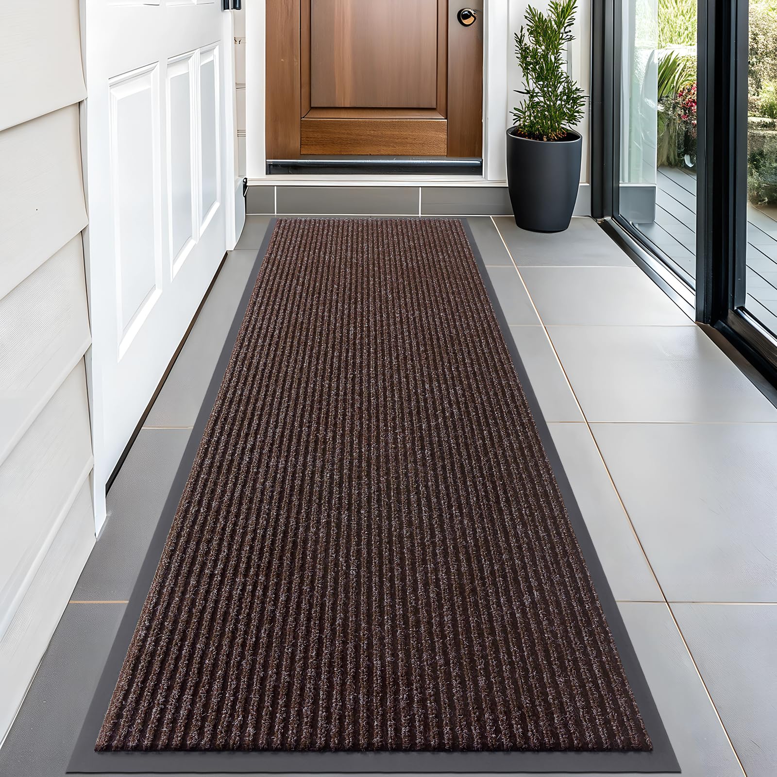 OLANLY Front Door Mat 59x20 tan colour front view
