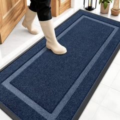 OLANLY Front Door Mat 59x23 blue model front view