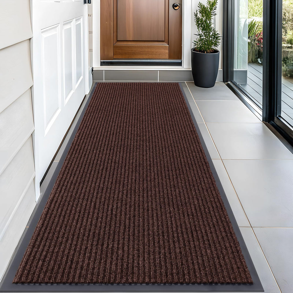 OLANLY Front Door Mat 59x23 brown vertical stripe pattern