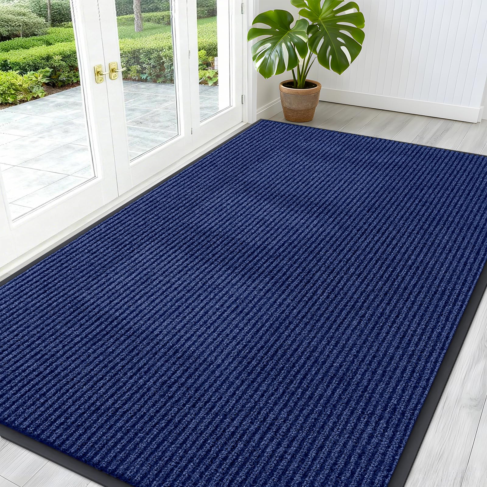 OLANLY Front Door Mat 59x34 blue model front view