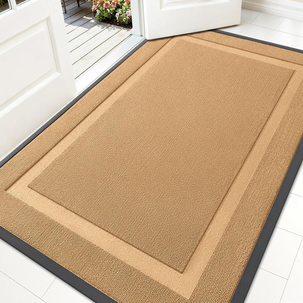OLANLY Front Door Mat 59x34 Butter Yellow front view
