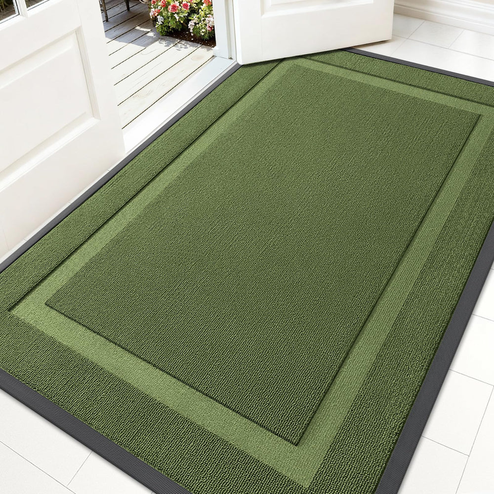 OLANLY Front Door Mat 59x34 Classic Green front view