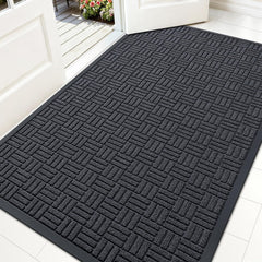 OLANLY Front Door Mat 59x34 front view showing rubber backing