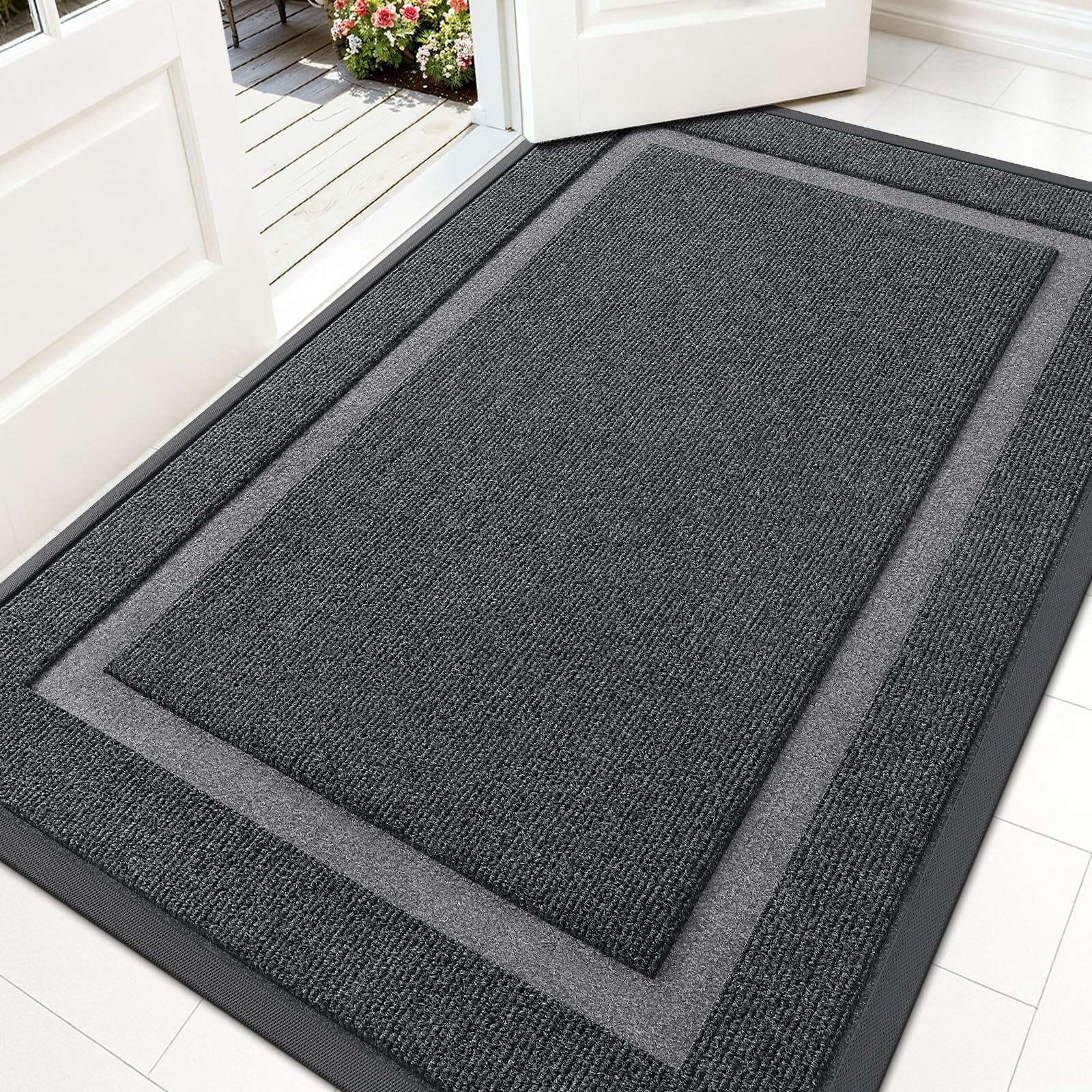 OLANLY Front Door Mat 59x34 grey front view