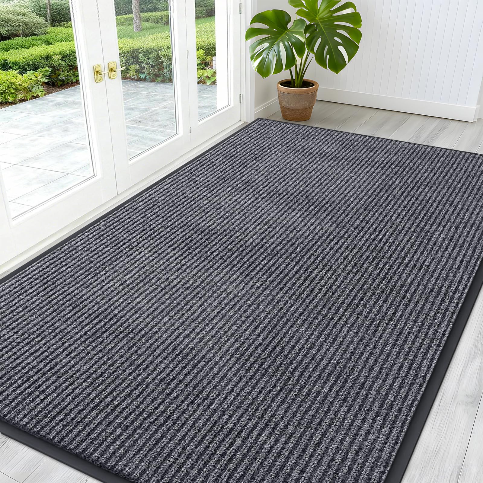 OLANLY Front Door Mat 59x34 grey model front view