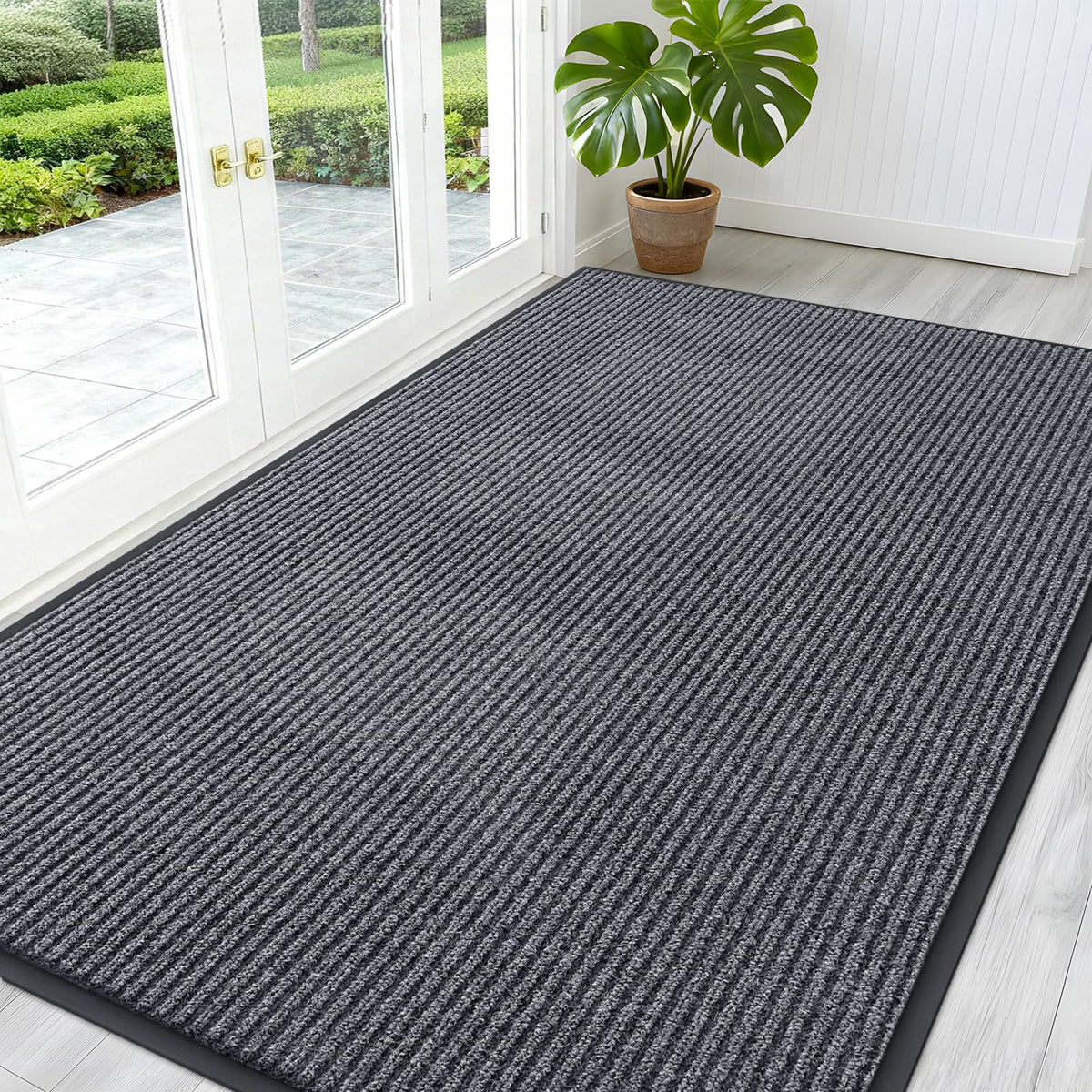 OLANLY Front Door Mat 59x34 grey model front view