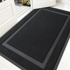 OLANLY Front Door Mat 59x34 jet black front view