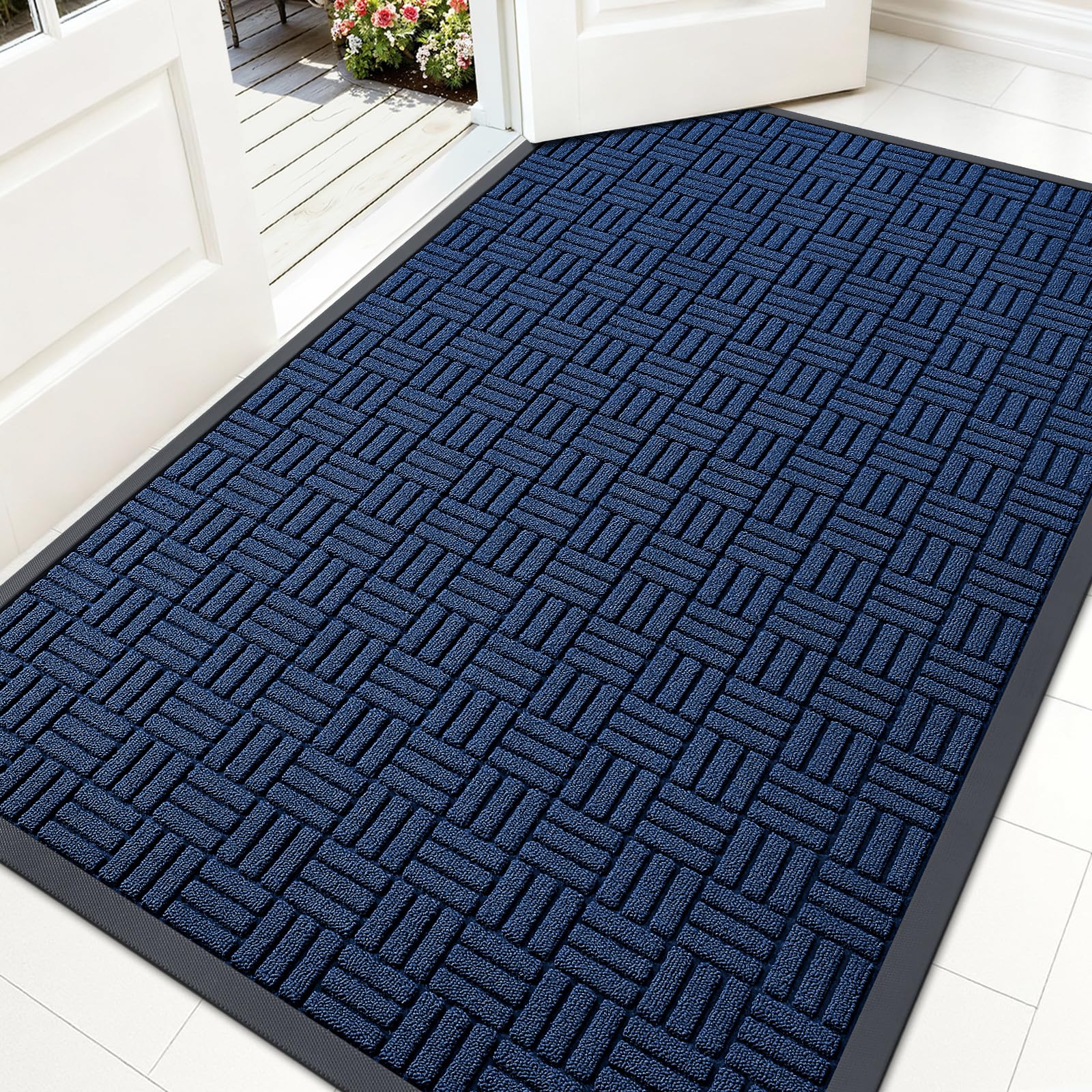 OLANLY Front Door Mat 59x34 navy blue front view