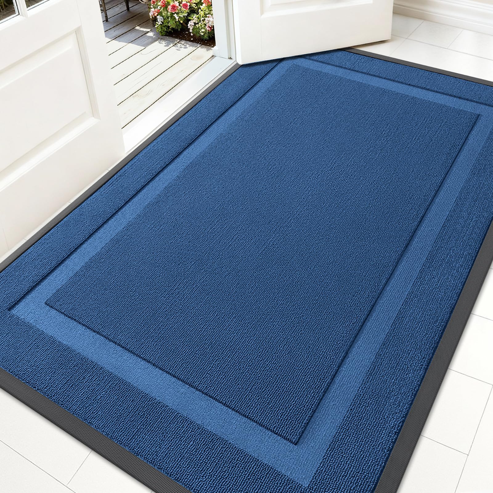 OLANLY Front Door Mat 59x34 navy blue front view