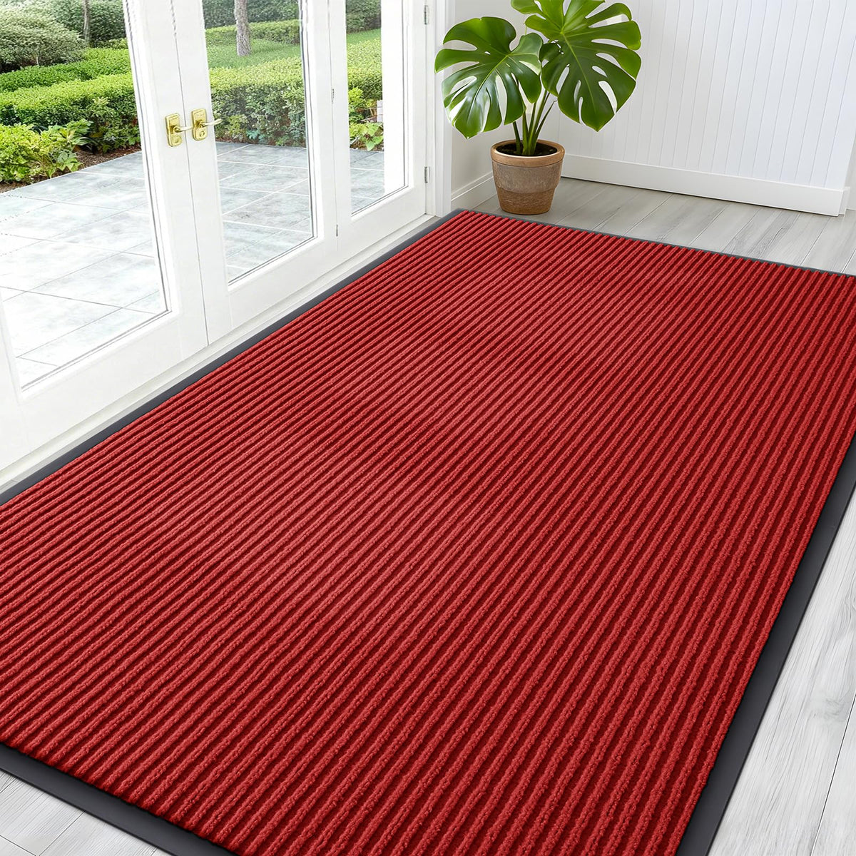 OLANLY Front Door Mat 59x34 red model front view