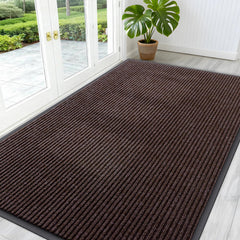 OLANLY Front Door Mat 59x34 tan model front view