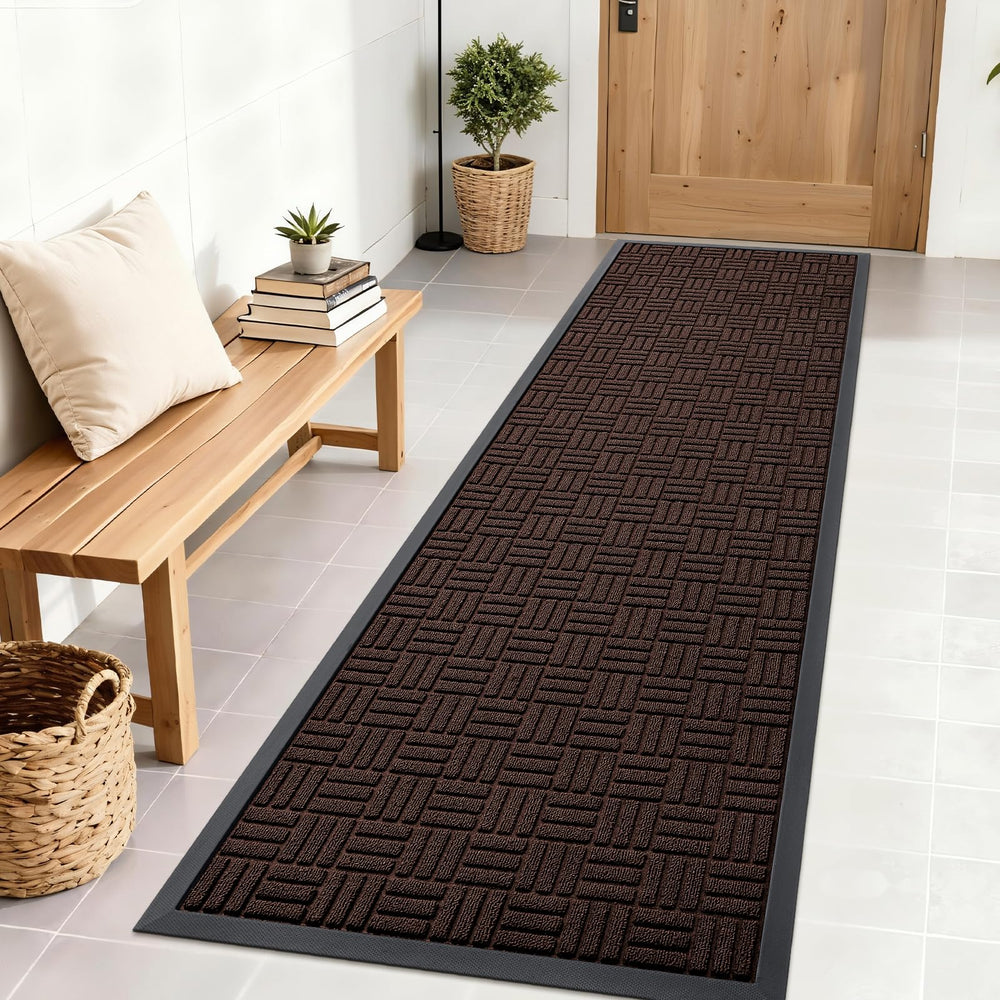 OLANLY Front Door Mat 71x23 brown colour front view