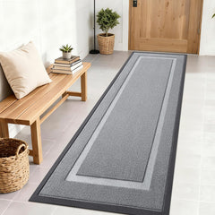 OLANLY Front Door Mat 71x23 in Ash Gray, front view