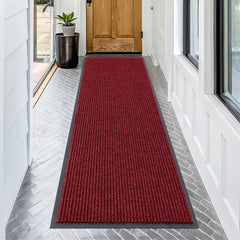 OLANLY Front Door Mat 71x23 in wine red color front view