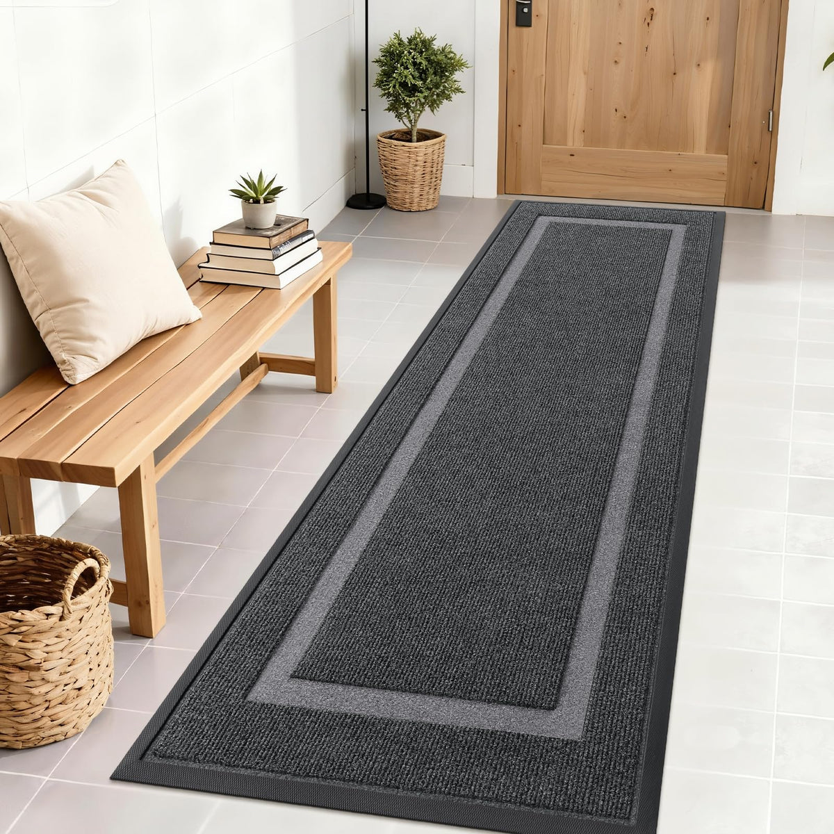 OLANLY Front Door Mat 71x23 inches grey colour front view