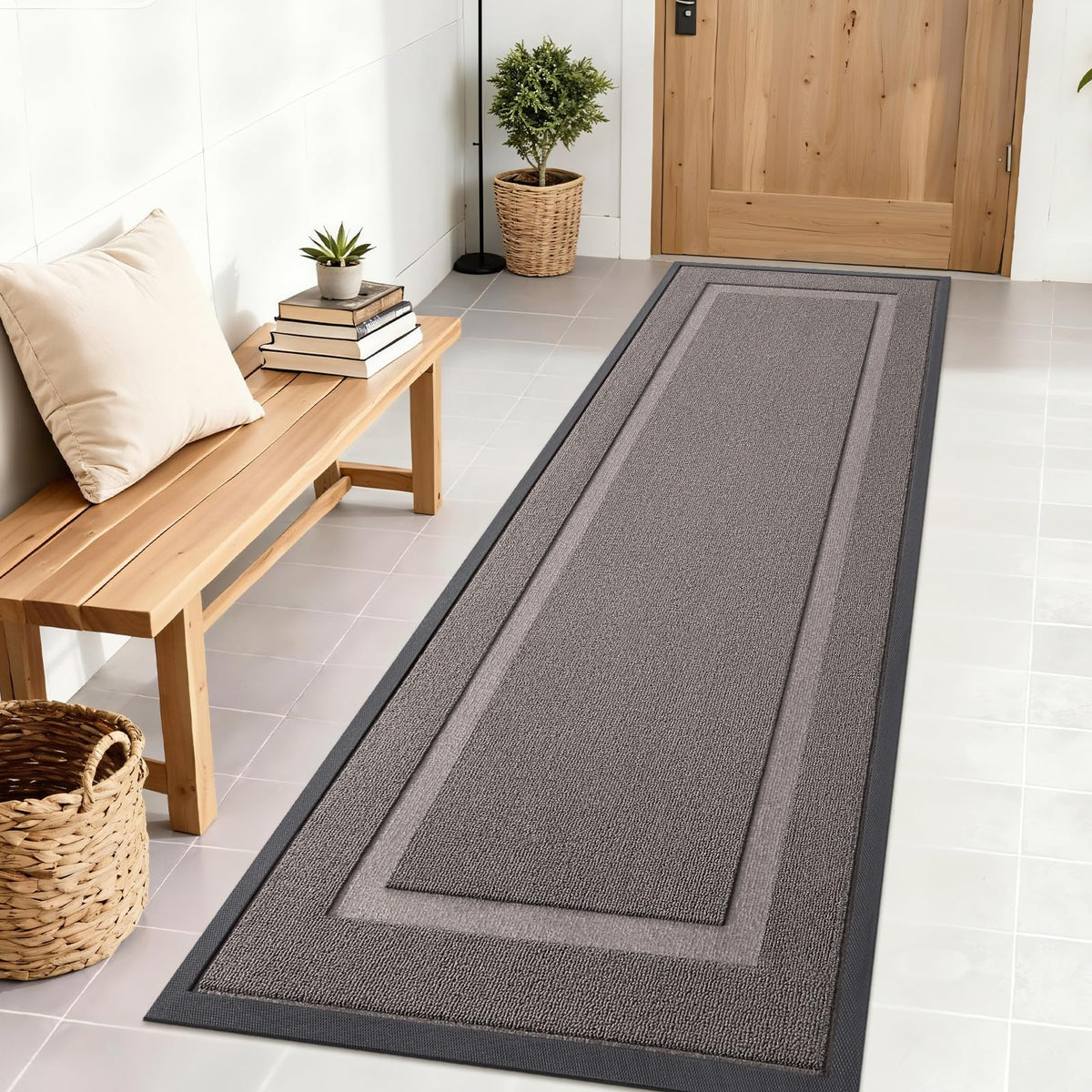 OLANLY Front Door Mat 71x23 taupe front view