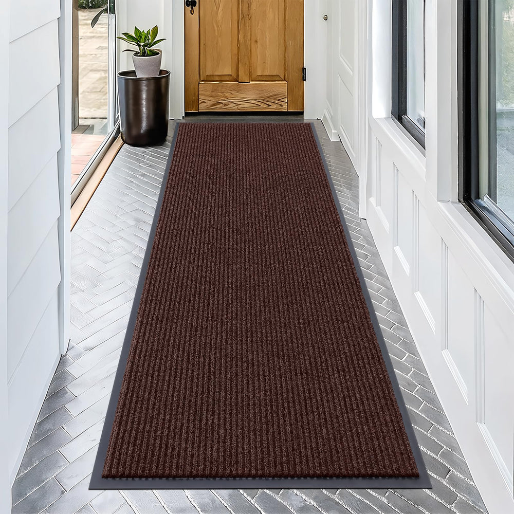 OLANLY Front Door Mat 71x30 brown model front view