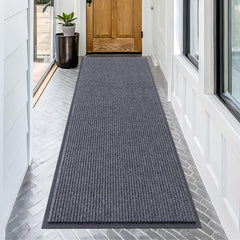 OLANLY Front Door Mat 71x30 grey with modern stripe pattern