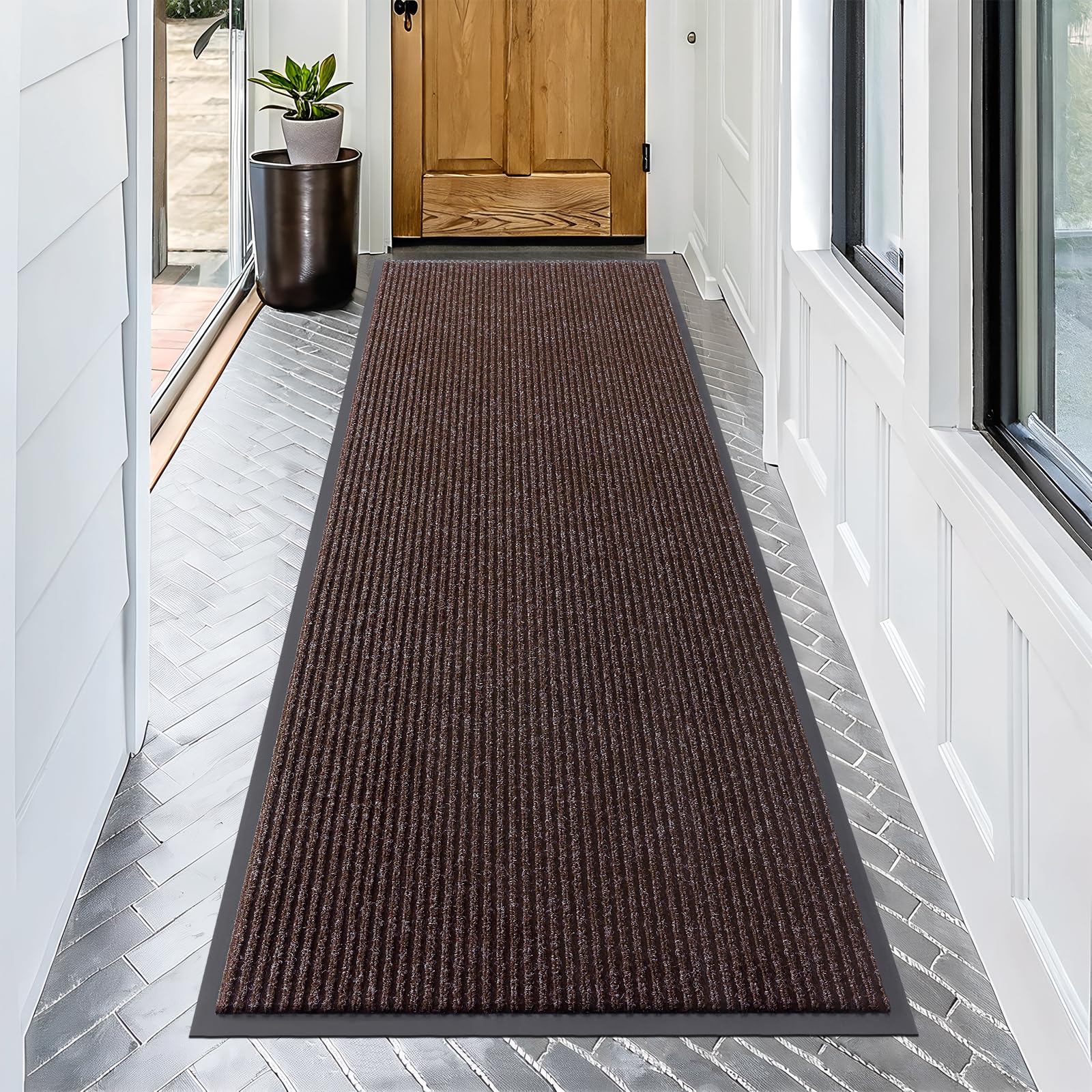 OLANLY Front Door Mat 71x30 tan colour front view