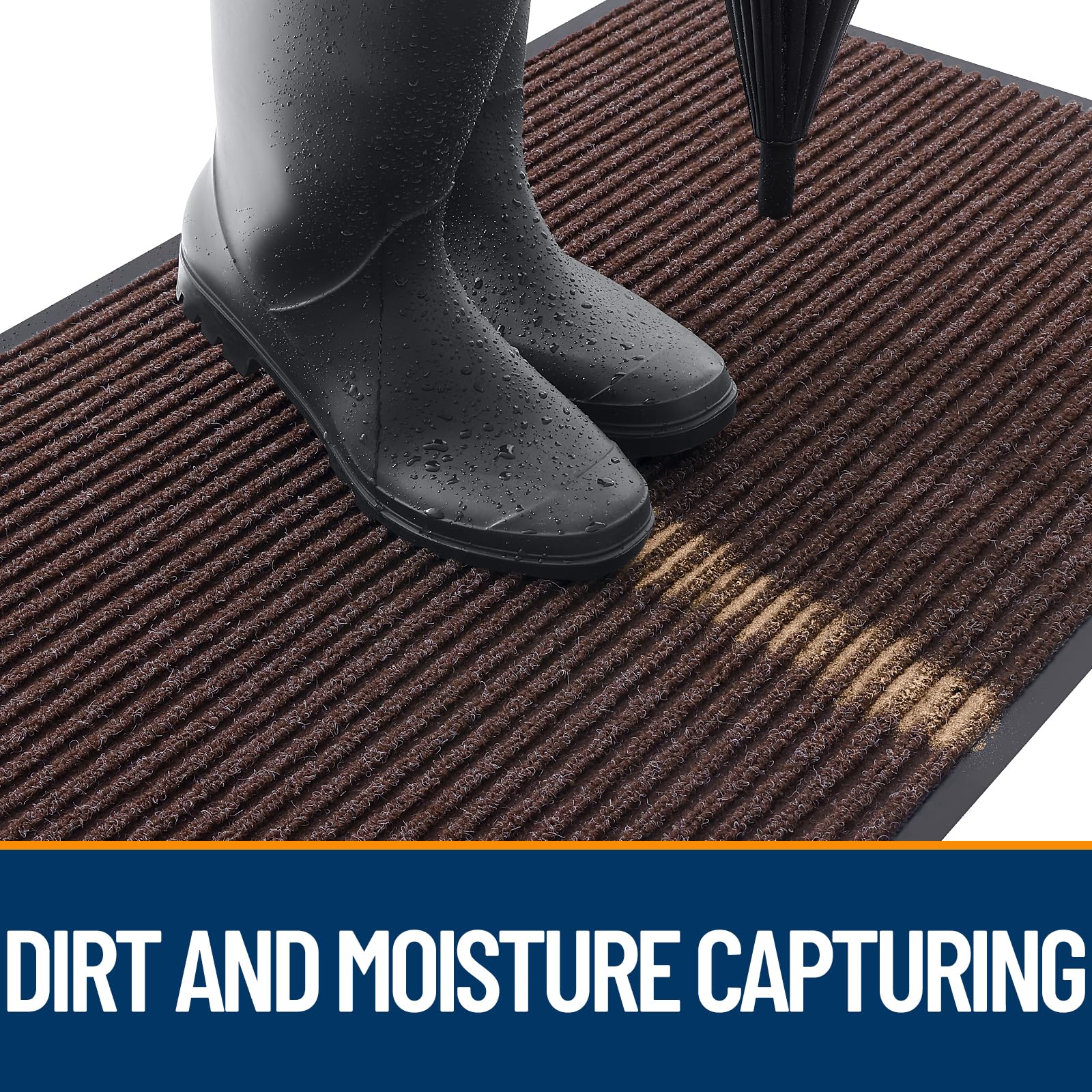 OLANLY Front Door Mat 71x30 with dirt absorption demonstration