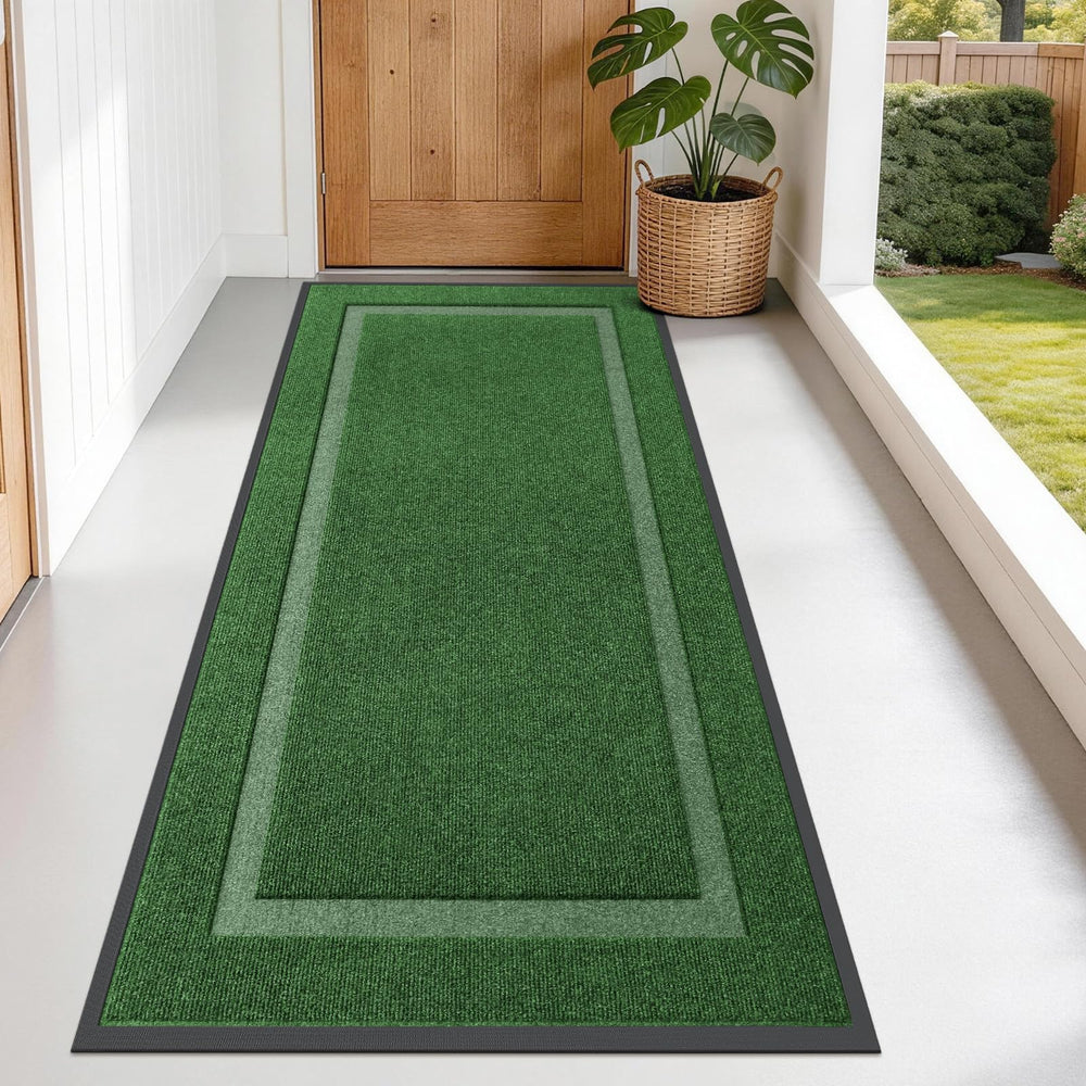 OLANLY Front Door Mat 71x34 green model front view