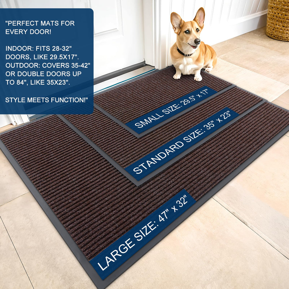 OLANLY Front Door Mat 71x34 showing modern stripe pattern