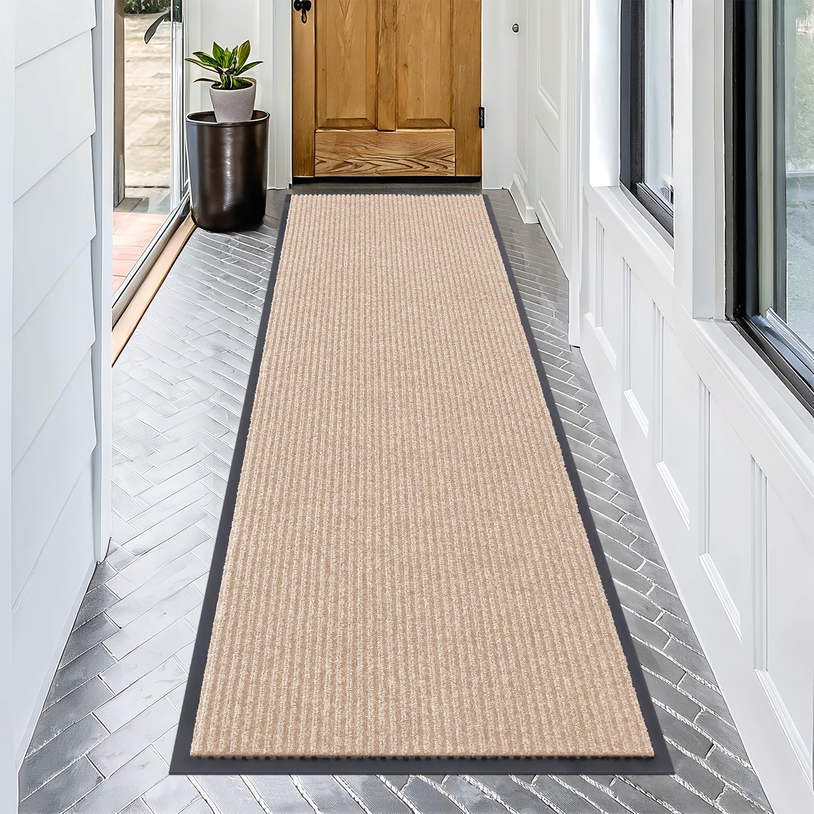 OLANLY Front Door Mat beige 71x23 front view