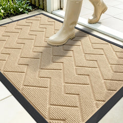 OLANLY Front Door Mat Beige colour front view