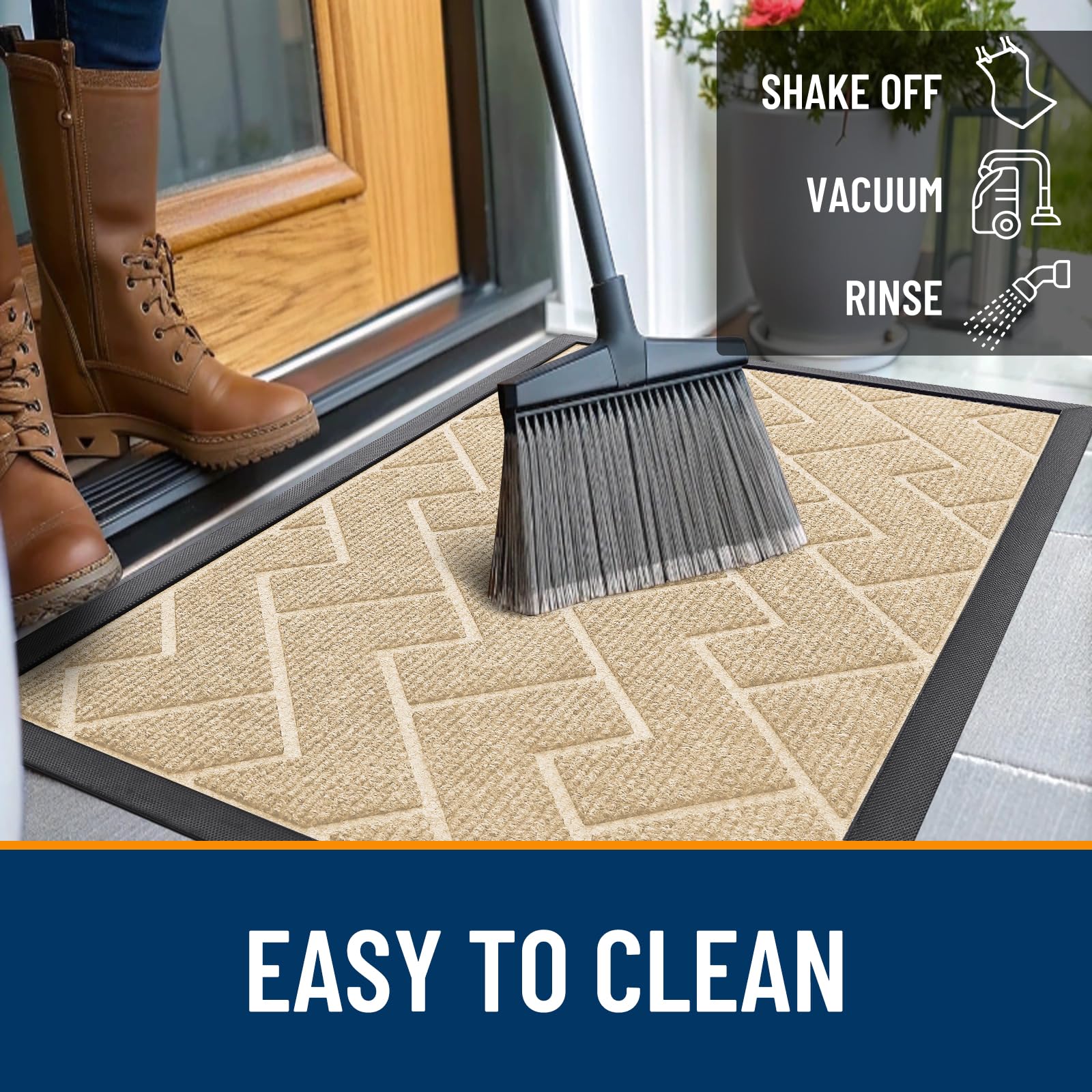 OLANLY Front Door Mat beside a door entrance