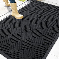 OLANLY Front Door Mat black diamond design front view
