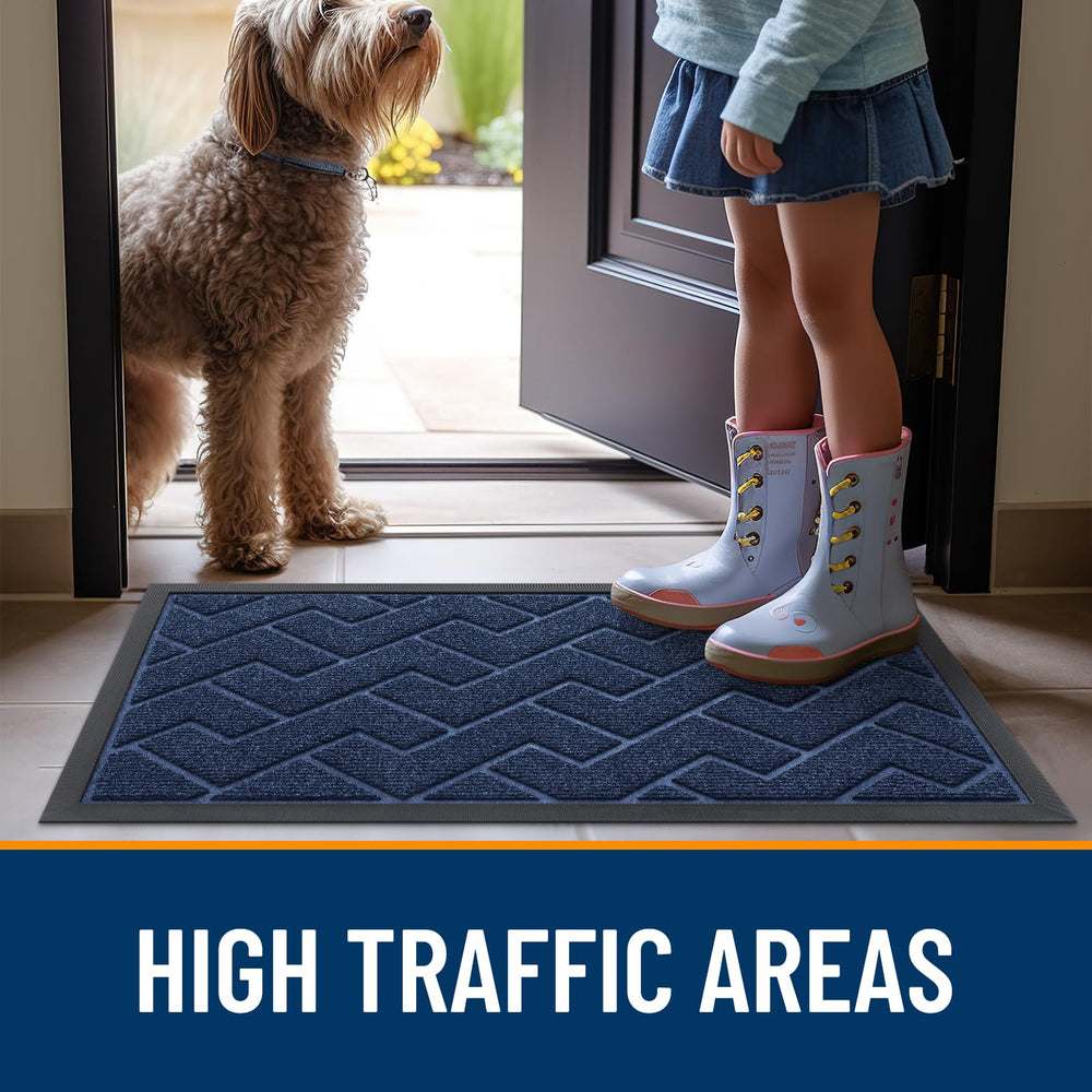 OLANLY Front Door Mat Blue 35x23 rolled for storage