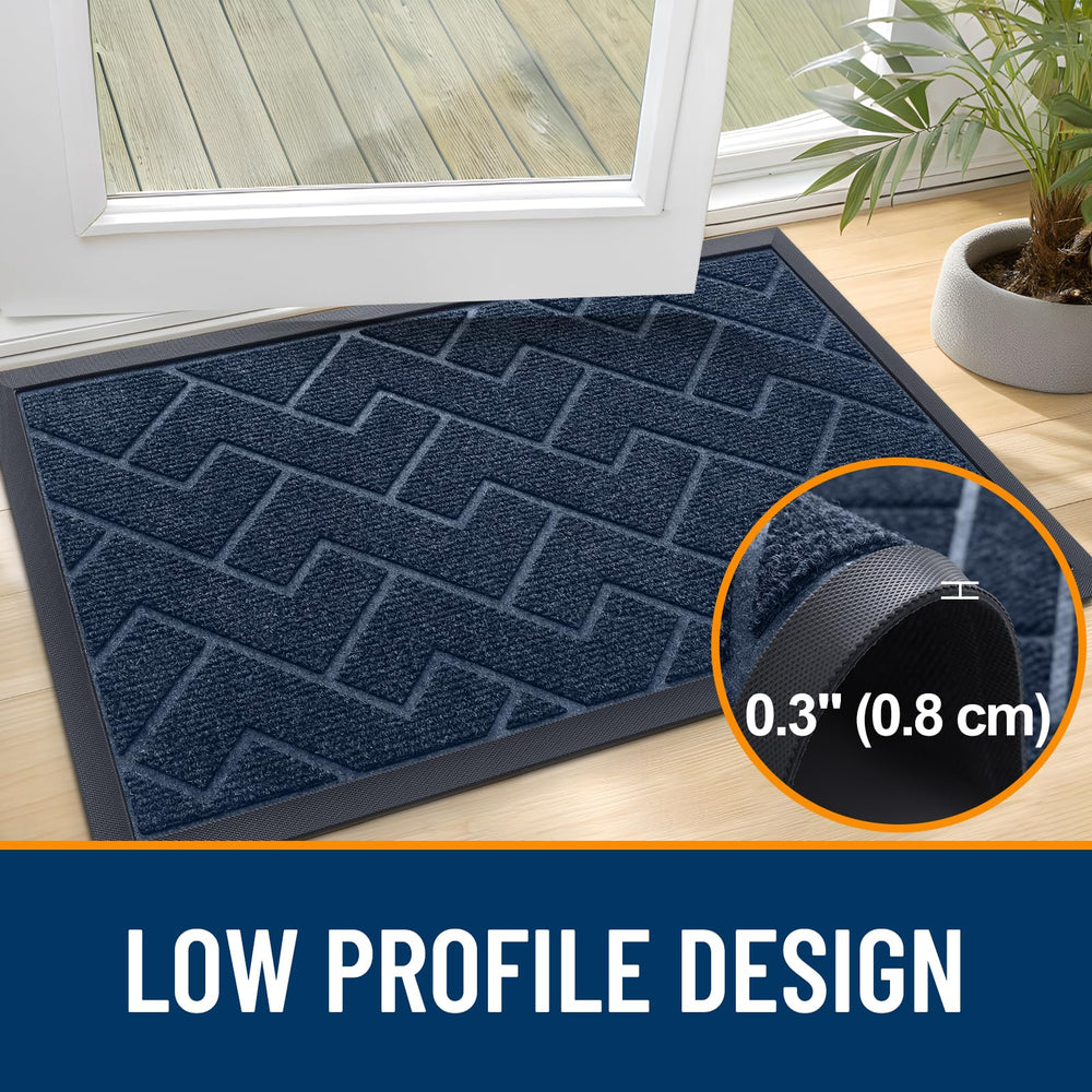 OLANLY Front Door Mat Blue 35x23 rubber backing