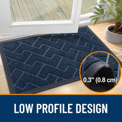 OLANLY Front Door Mat Blue 35x23 rubber backing