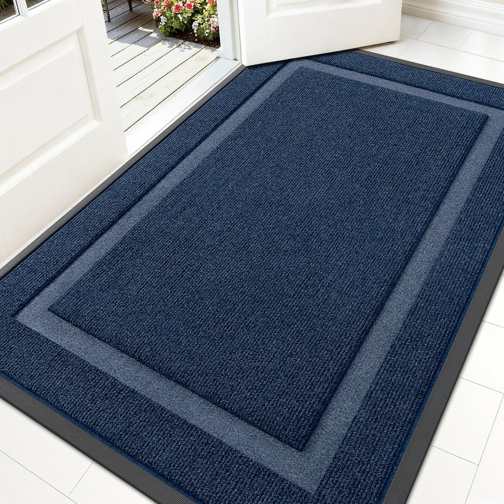 OLANLY Front Door Mat Blue 59x30 front view