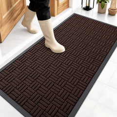 OLANLY Front Door Mat brown color front view