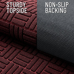 OLANLY Front Door Mat Burgundy in outdoor setting