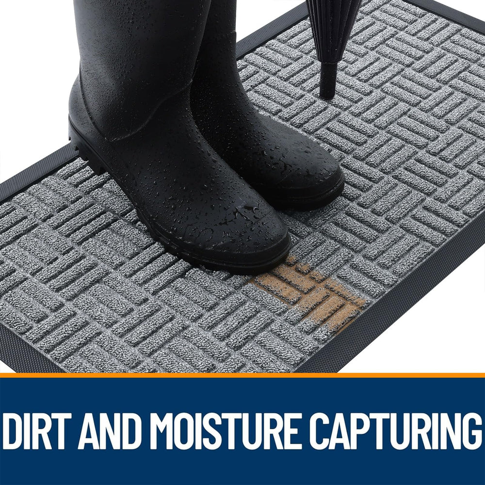 OLANLY Front Door Mat capturing dirt and moisture