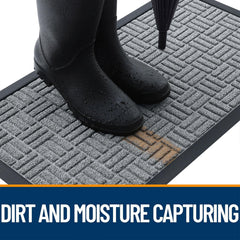 OLANLY Front Door Mat capturing dirt and moisture