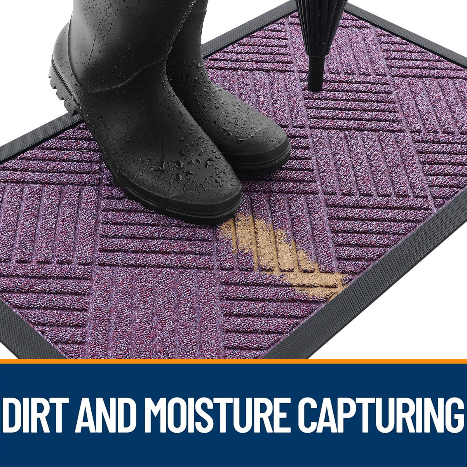 OLANLY Front Door Mat capturing dirt and moisture