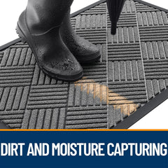 OLANLY front door mat capturing dirt and moisture close-up