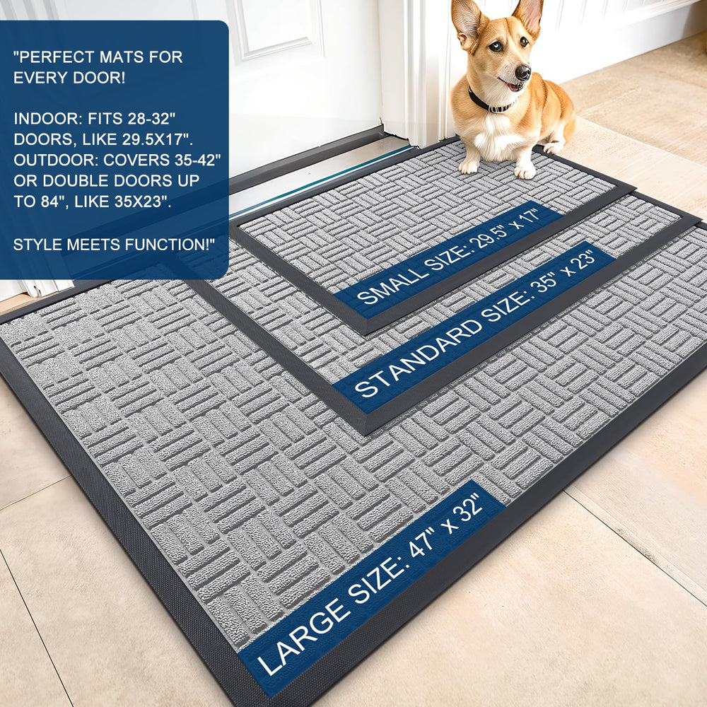 OLANLY Front Door Mat capturing dirt and moisture close-up