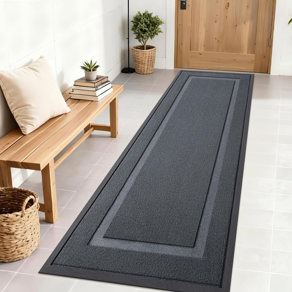 OLANLY front door mat charcoal gray front view