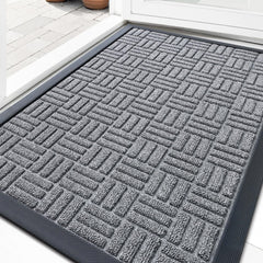 OLANLY Front Door Mat charcoal gray front view