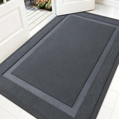 OLANLY Front Door Mat charcoal gray front view, 59x34