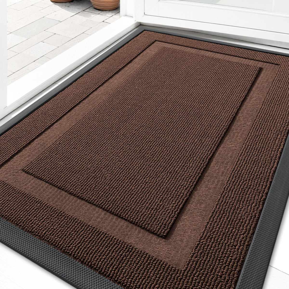 OLANLY front door mat chocolate brown 33x21 inches