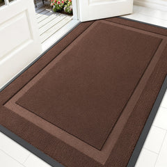 OLANLY Front Door Mat chocolate brown front view