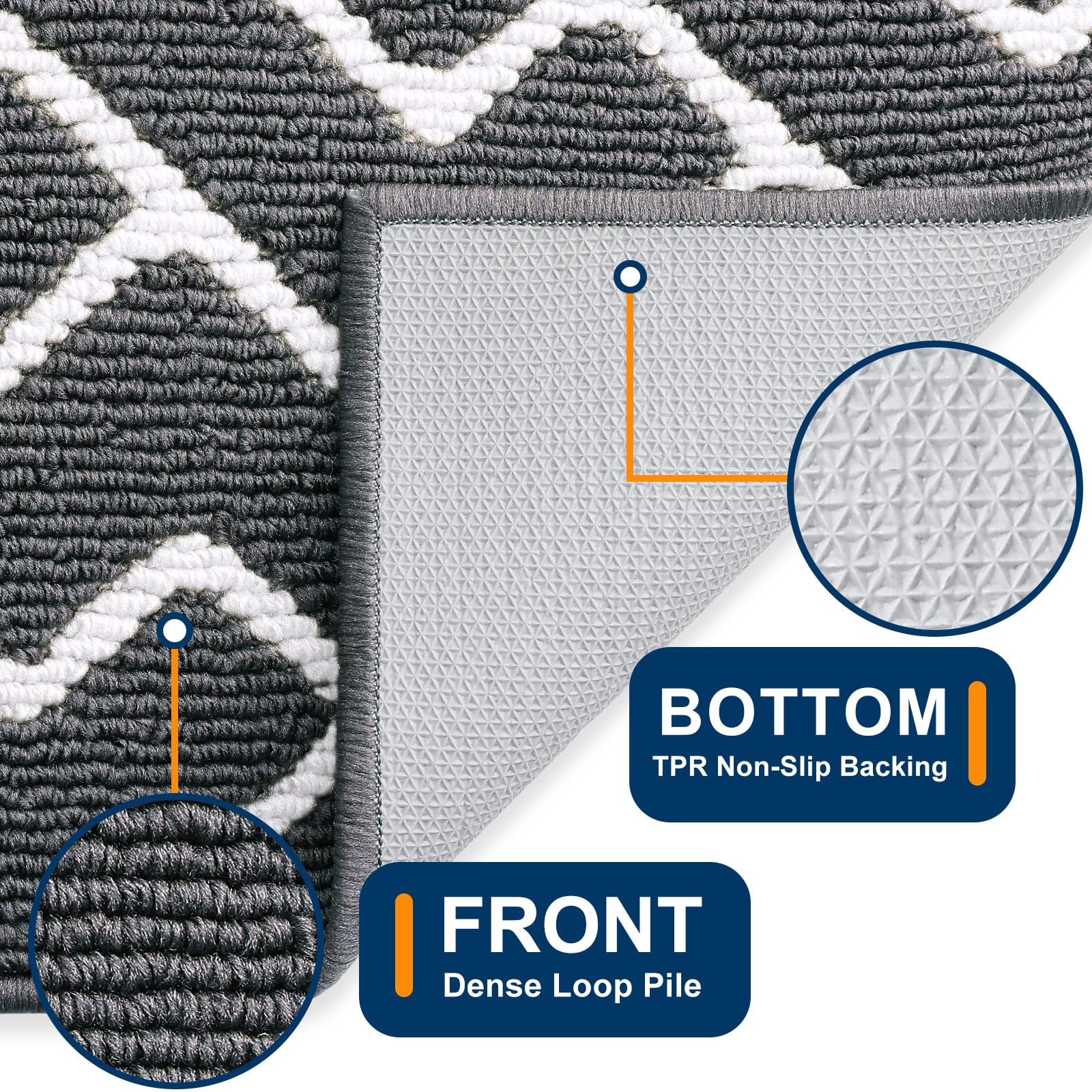 OLANLY Front Door Mat close-up view of geometric design