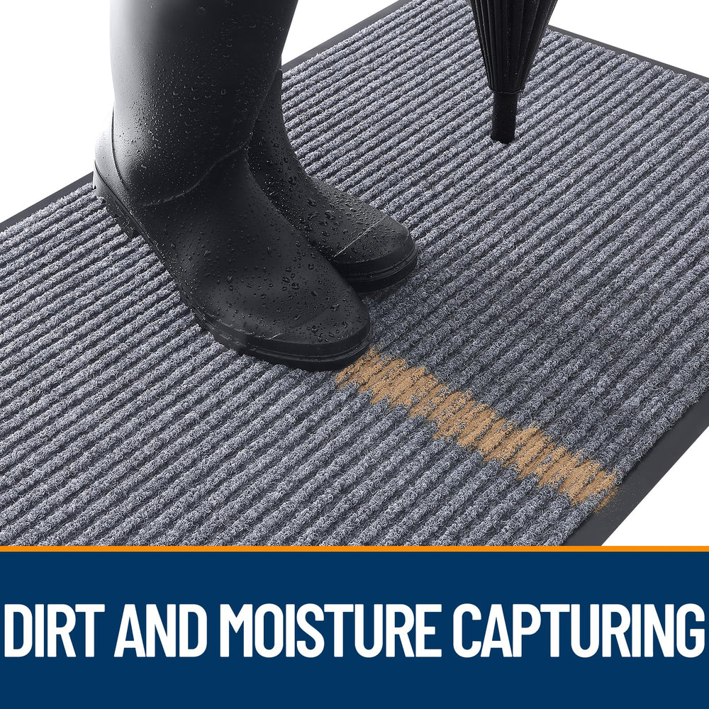 OLANLY Front Door Mat dimensions and features displayed